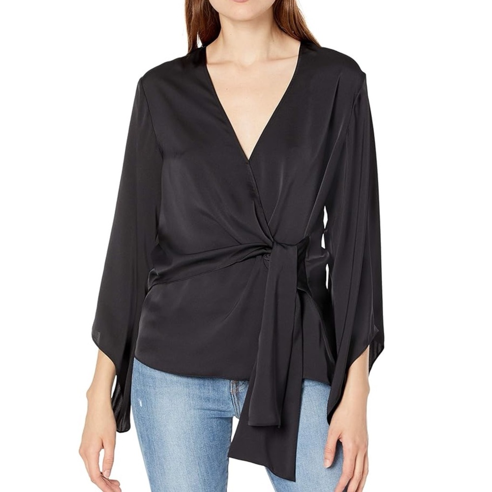 Ramy Brook Cassandra Satin Wrap Top NWT